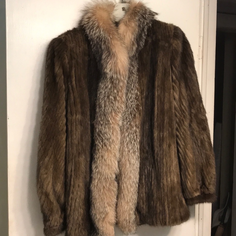 Evans Collection mink and dyed fox coat